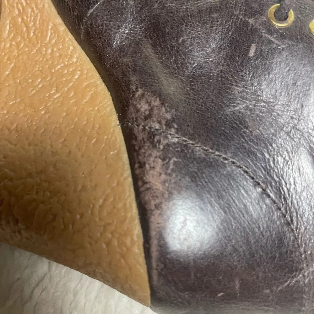 Michael Kors Dark Brown Leather Wedge ankle lace upBoots SZ7M